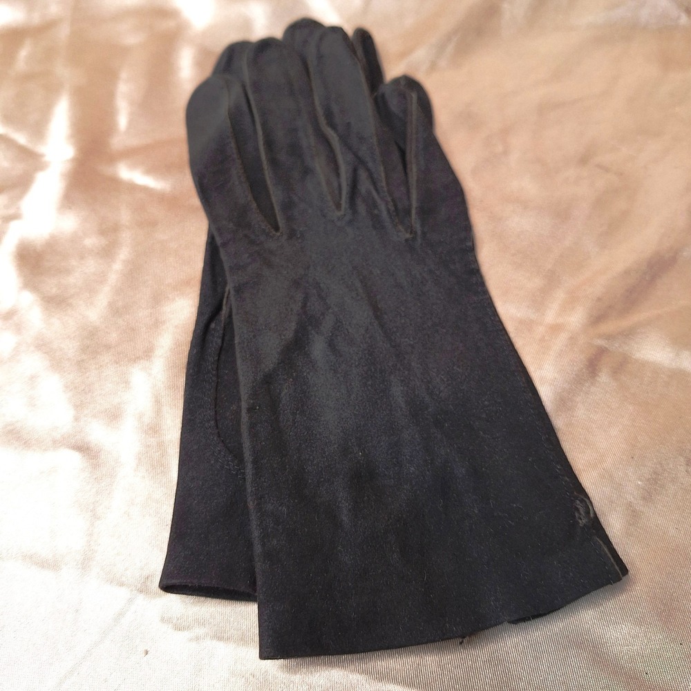 Warm Women's Black Leather Gloves with‎ faux fur lining size 6-1/2 Made in Italy